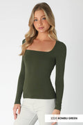 NS8312- Square Neck Ls Top: 2220 Kombu Green