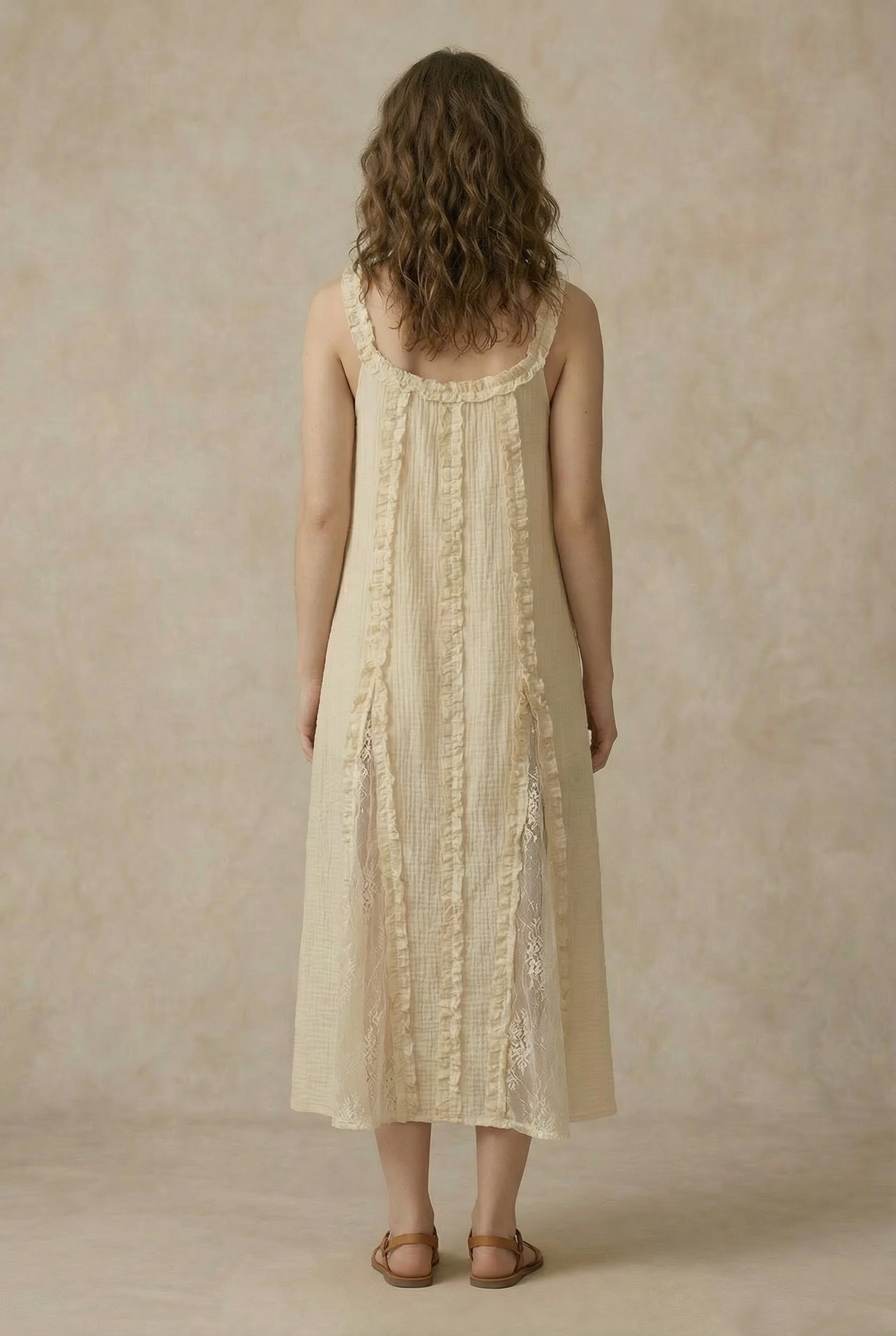 RUFFLED BOHO MAXI DRESS: Rust / L
