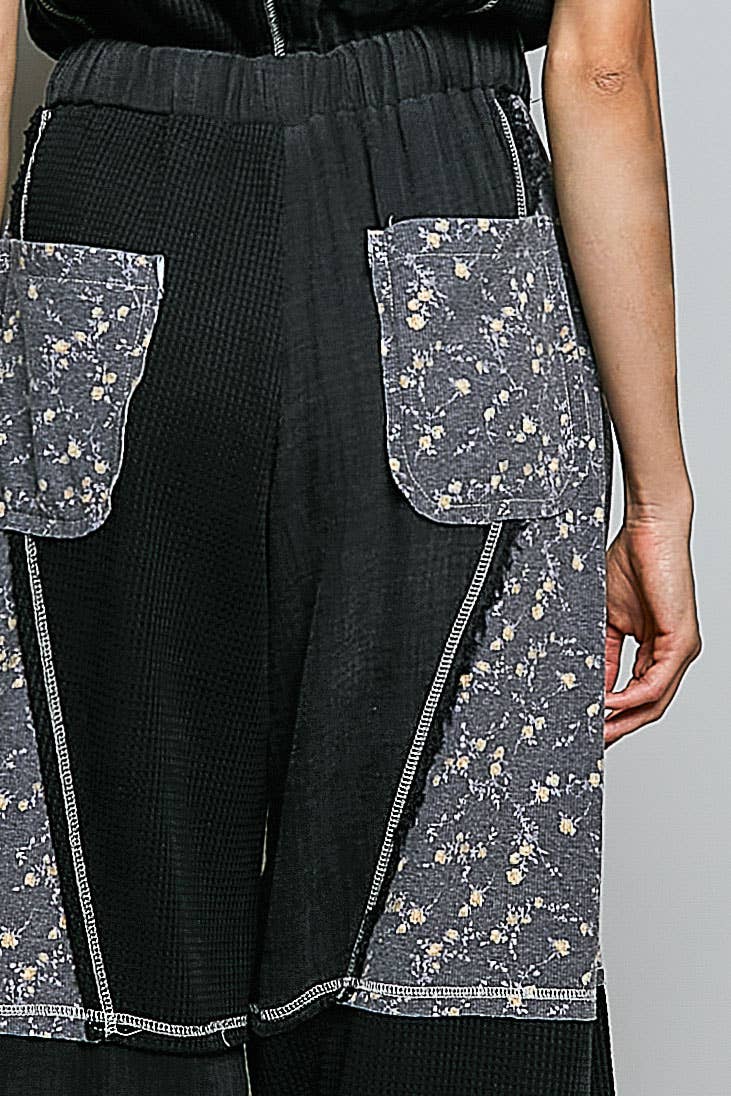 Elastic Hem Waistband Thermal Tapered Overalls: CREAM / L