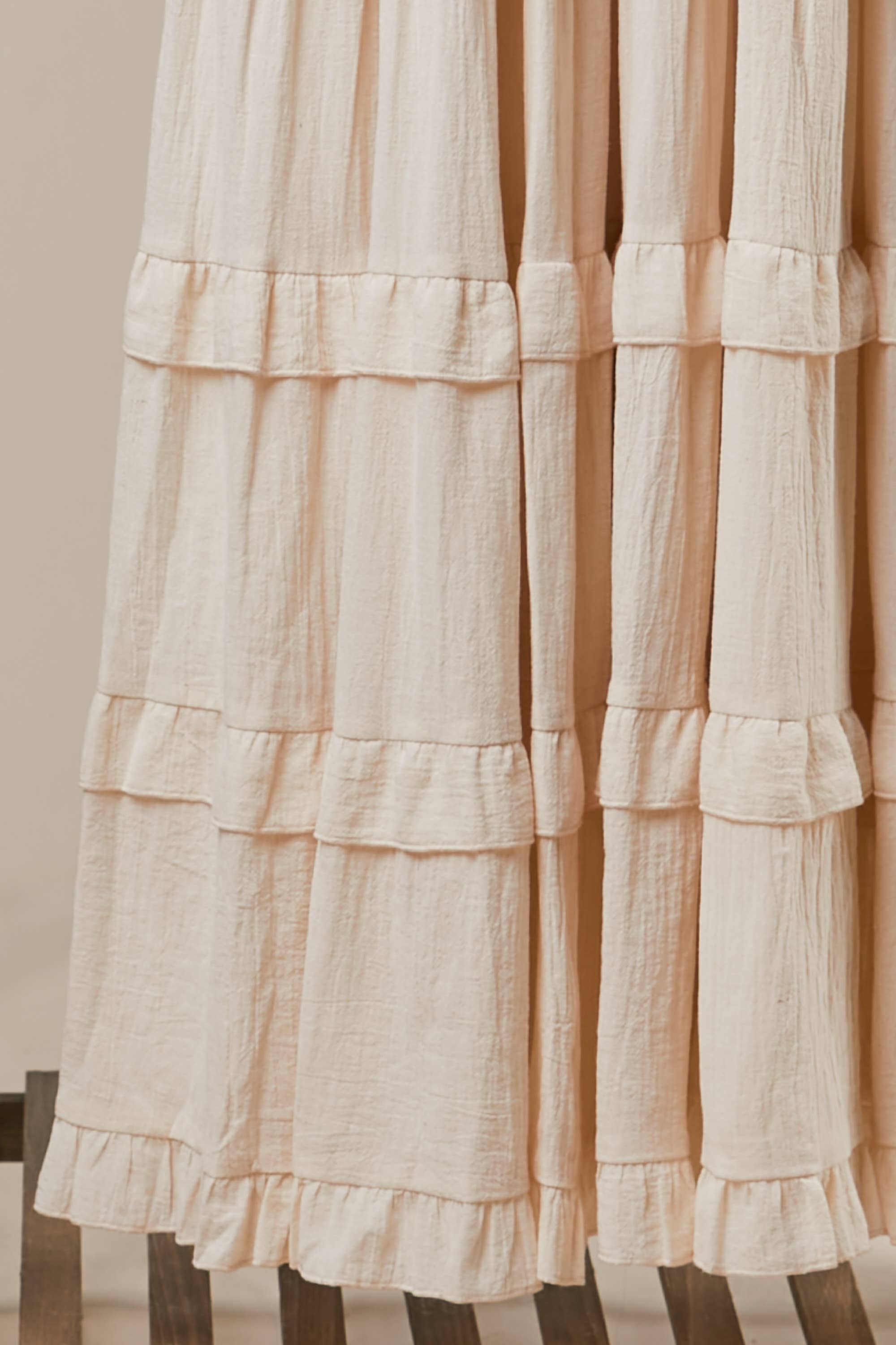 Ruffle Tiered Maxi Dress: Ivory / M