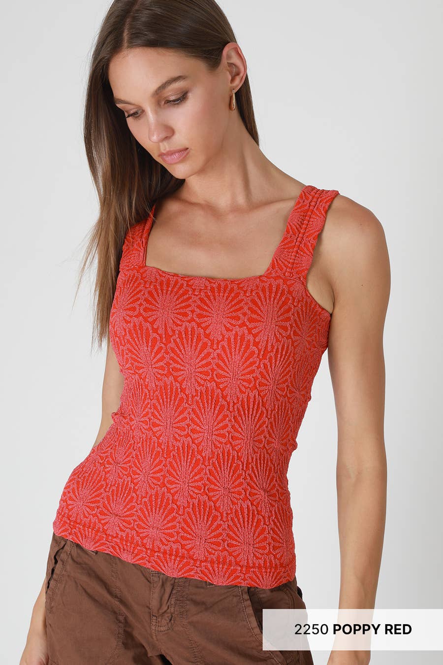 NS8416- Lace Textured Square Top: 06 Black
