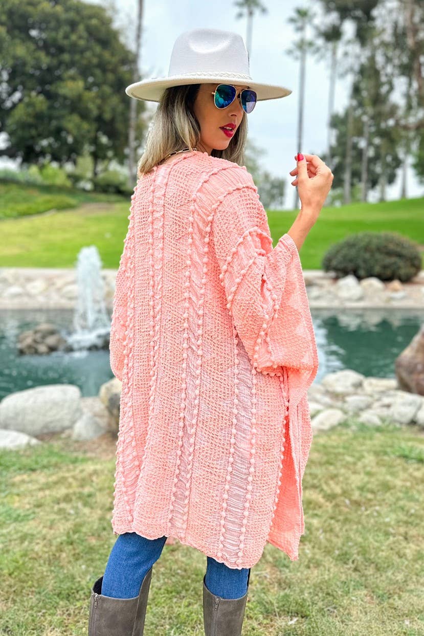 3D Textured Kimono Cardigan – Easy Layering Bestseller: Nude / One Size