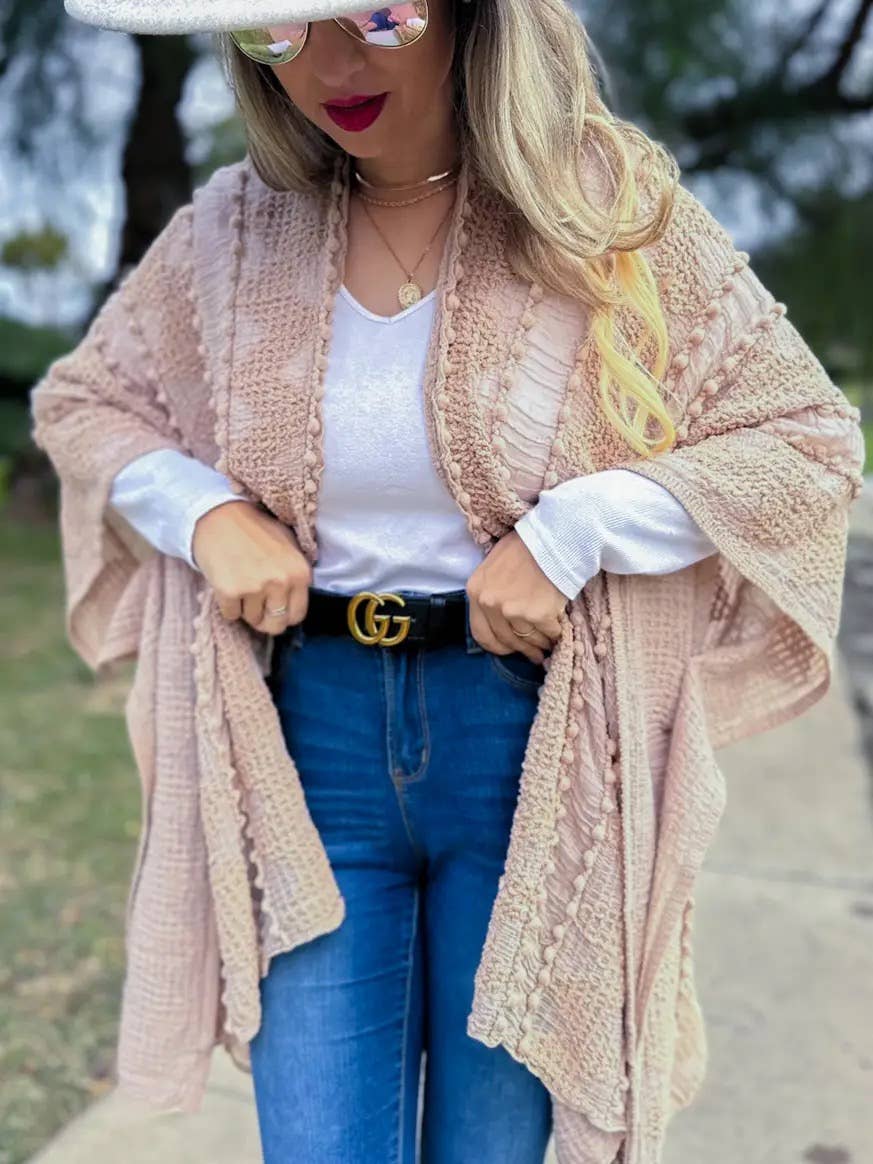 3D Textured Kimono Cardigan – Easy Layering Bestseller: Nude / One Size