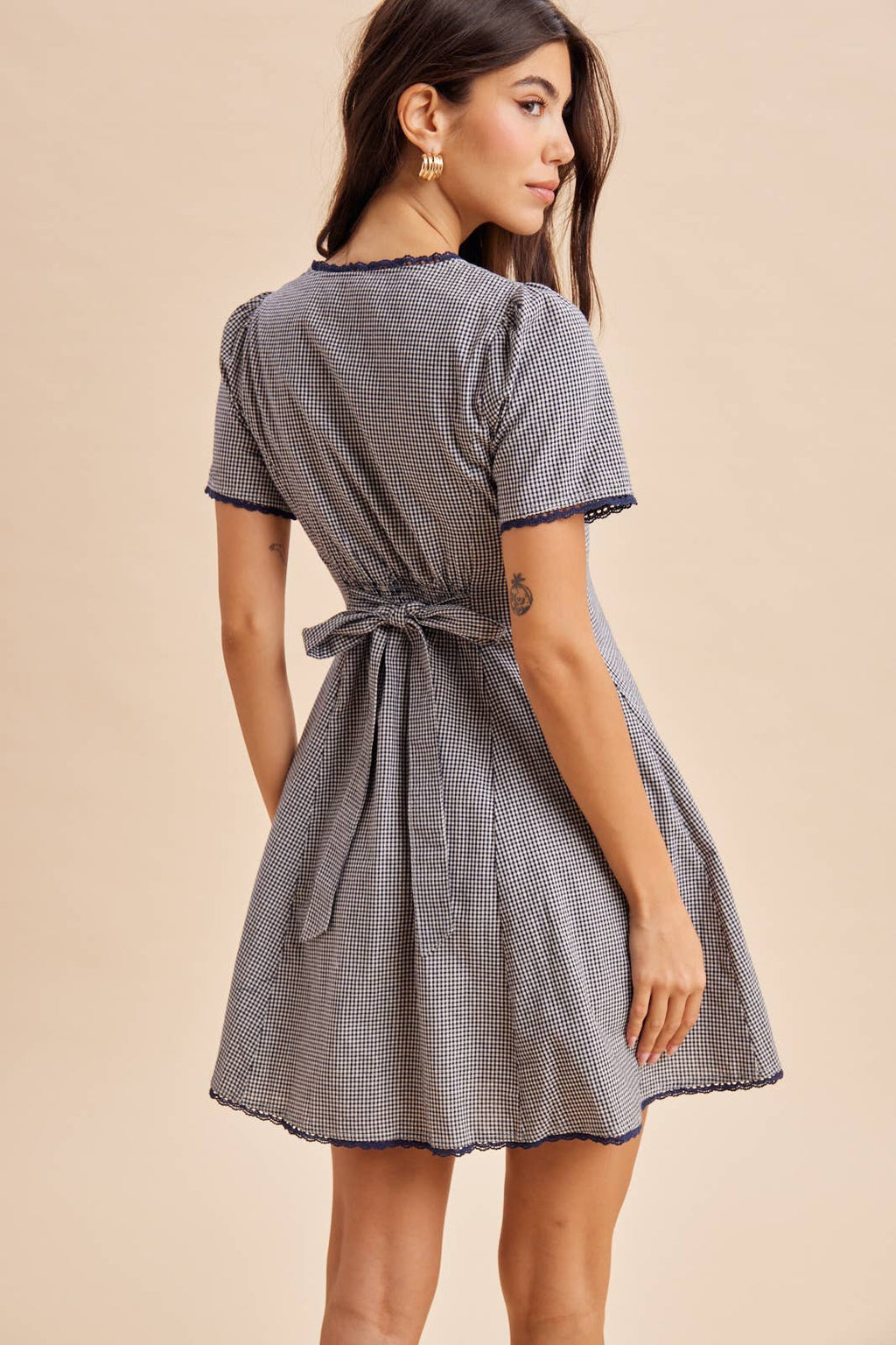 GINGHAM BUTTON DOWN MINI DRESS