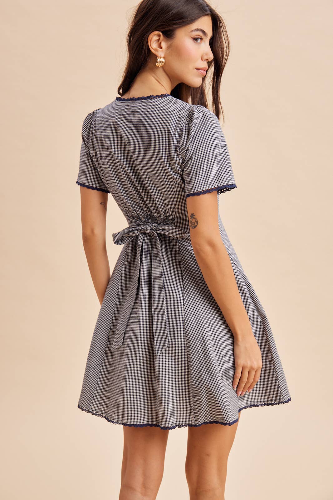 GINGHAM BUTTON DOWN MINI DRESS