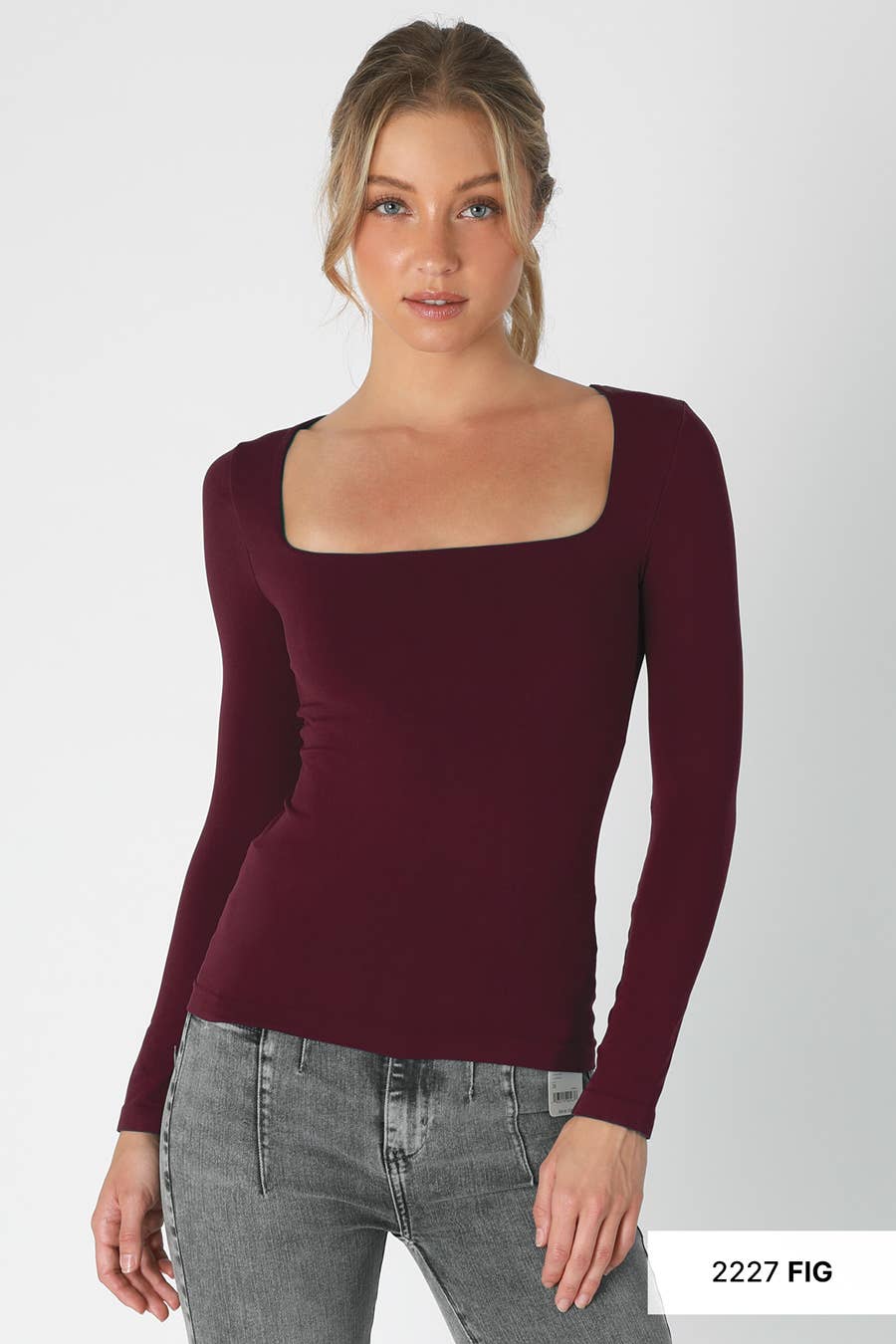 NS8312- Square Neck Ls Top: 2246 French Roast
