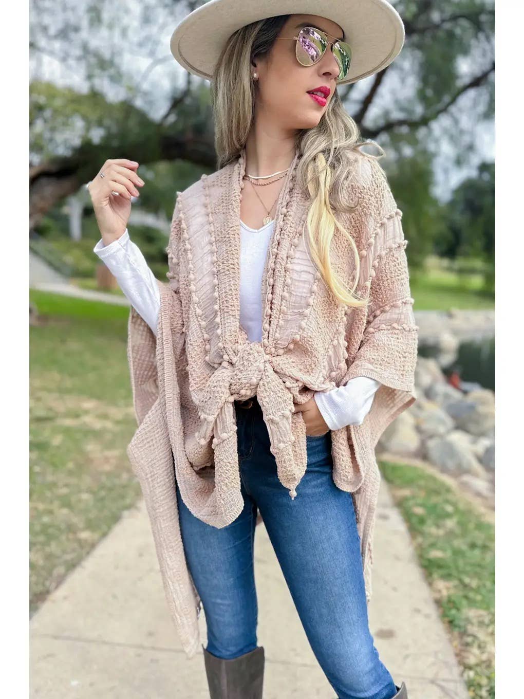 3D Textured Kimono Cardigan – Easy Layering Bestseller: Nude / One Size