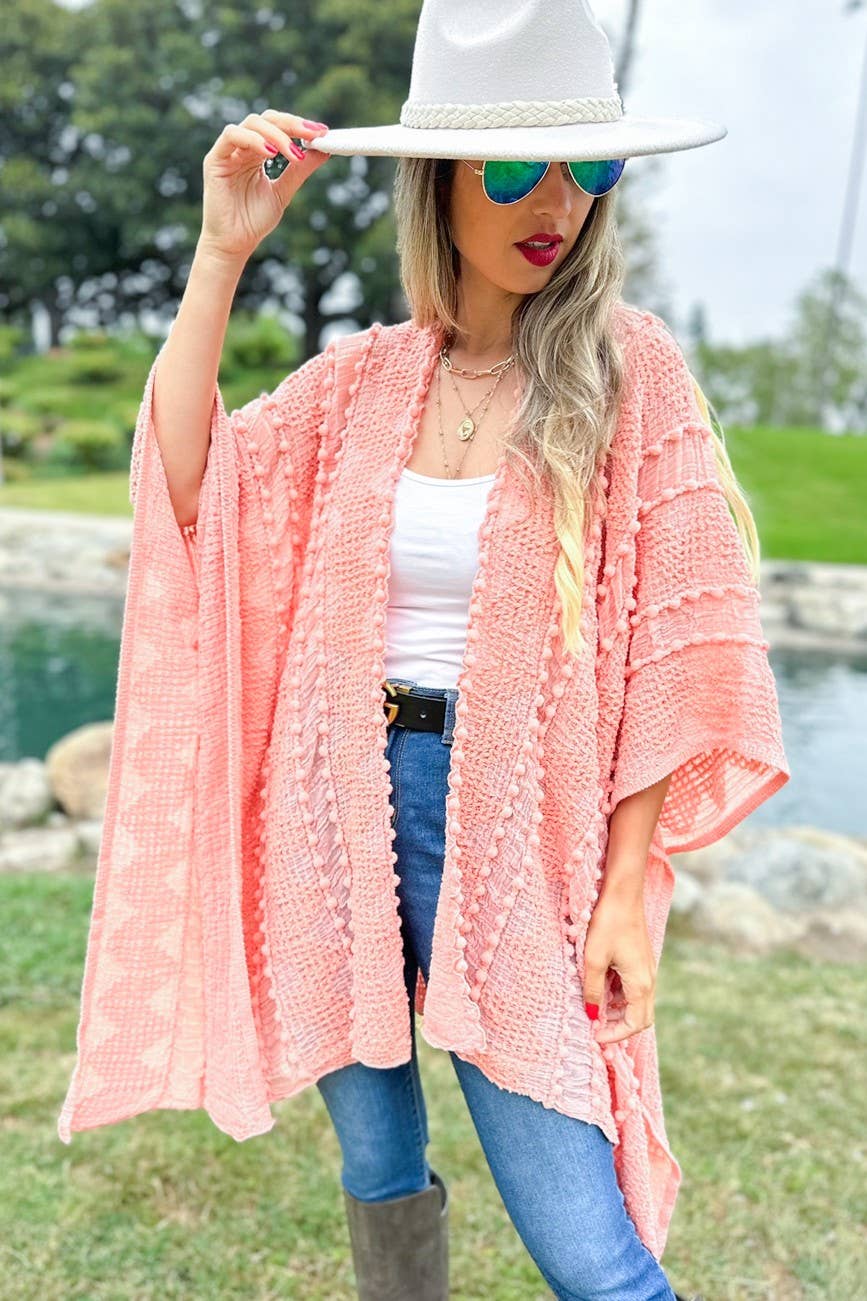 3D Textured Kimono Cardigan – Easy Layering Bestseller: Nude / One Size