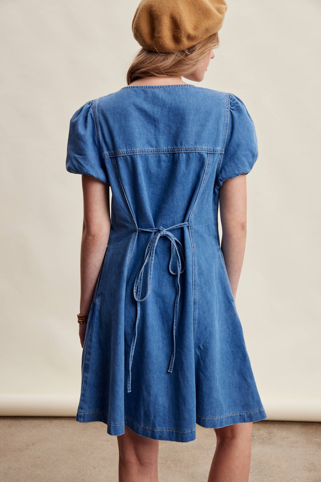 Puff Sleeve Denim Mini Dress LD1639