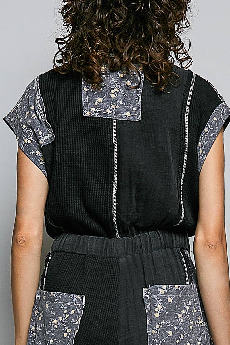 Elastic Hem Waistband Thermal Tapered Overalls: CREAM / S