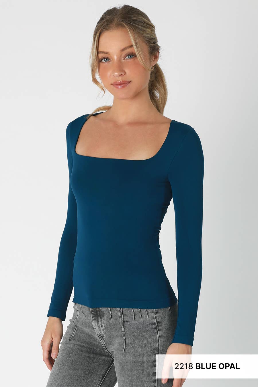 NS8312- Square Neck Ls Top: 2245 Chili Oil