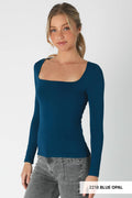 NS8312- Square Neck Ls Top: 2218 Blue Opal