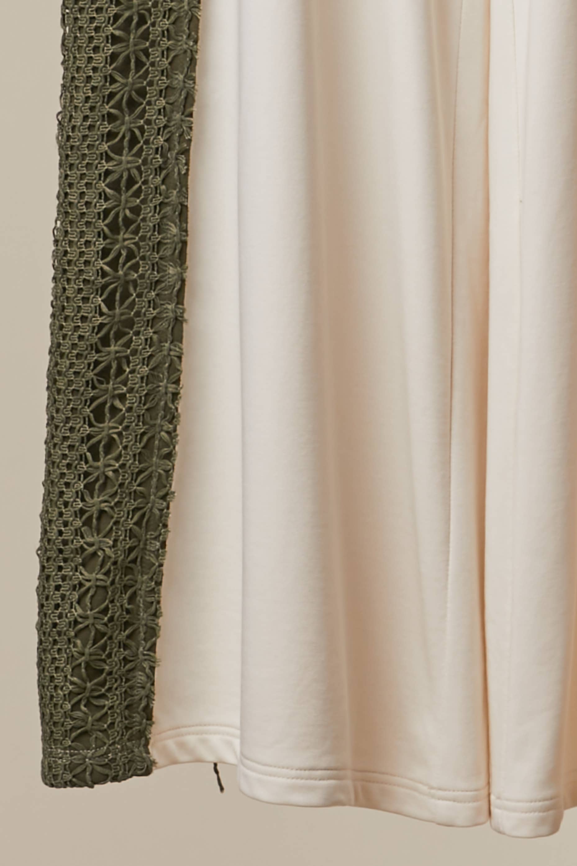 Lace Accents Patchwork Maxi Pants: Olive-Multi / L