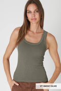 NS8258 - Vintage Reversible Ribbed Tank: Vintage Smoky Olive