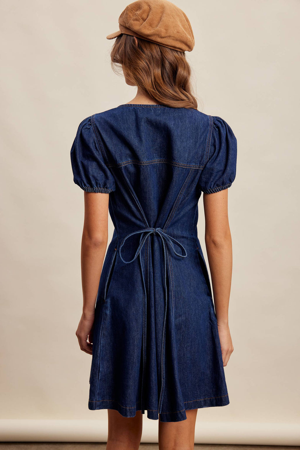 Puff Sleeve Denim Mini Dress LD1639