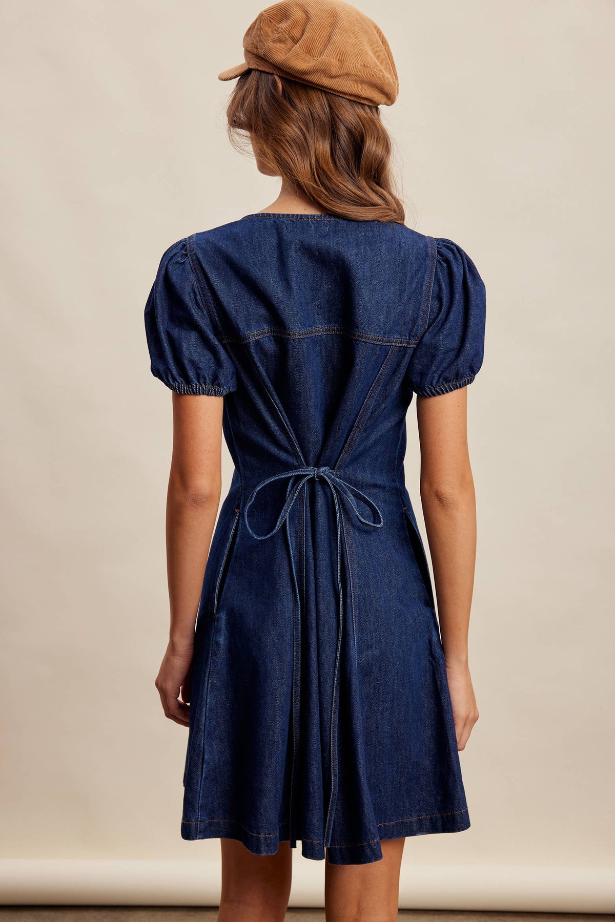 Puff Sleeve Denim Mini Dress LD1639