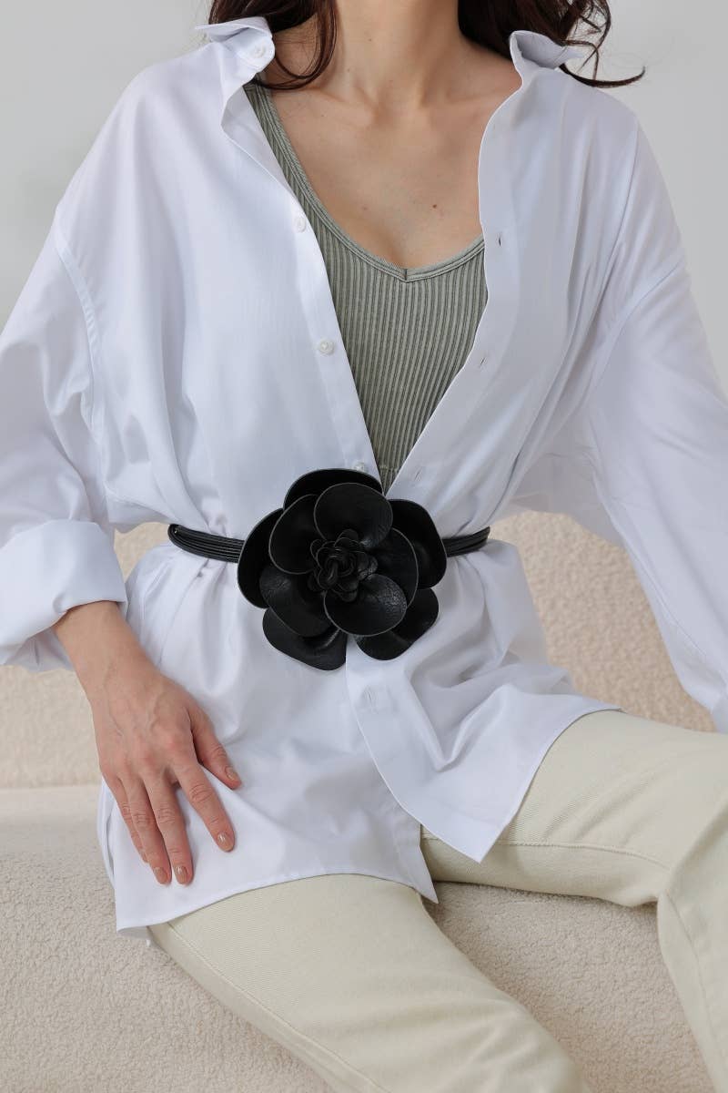 Bohemian Leather Flower Pendant Layered Belt