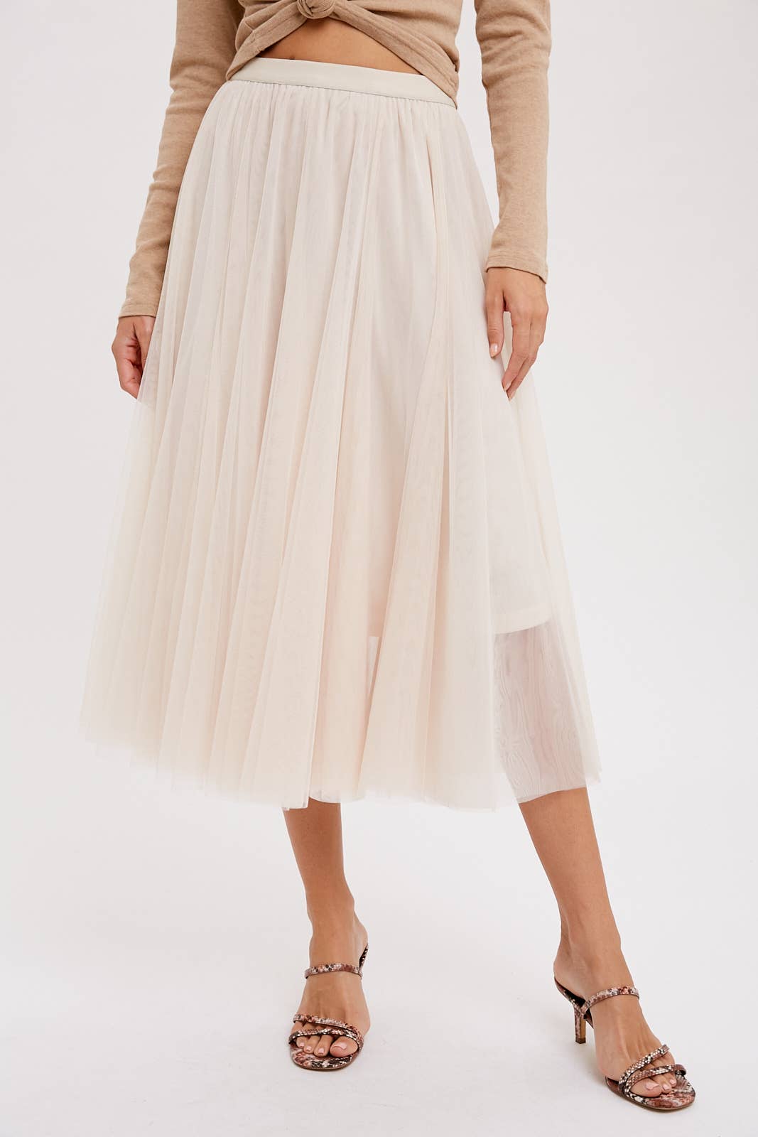 TULLE MIDI SKIRT: DARK MINT / L