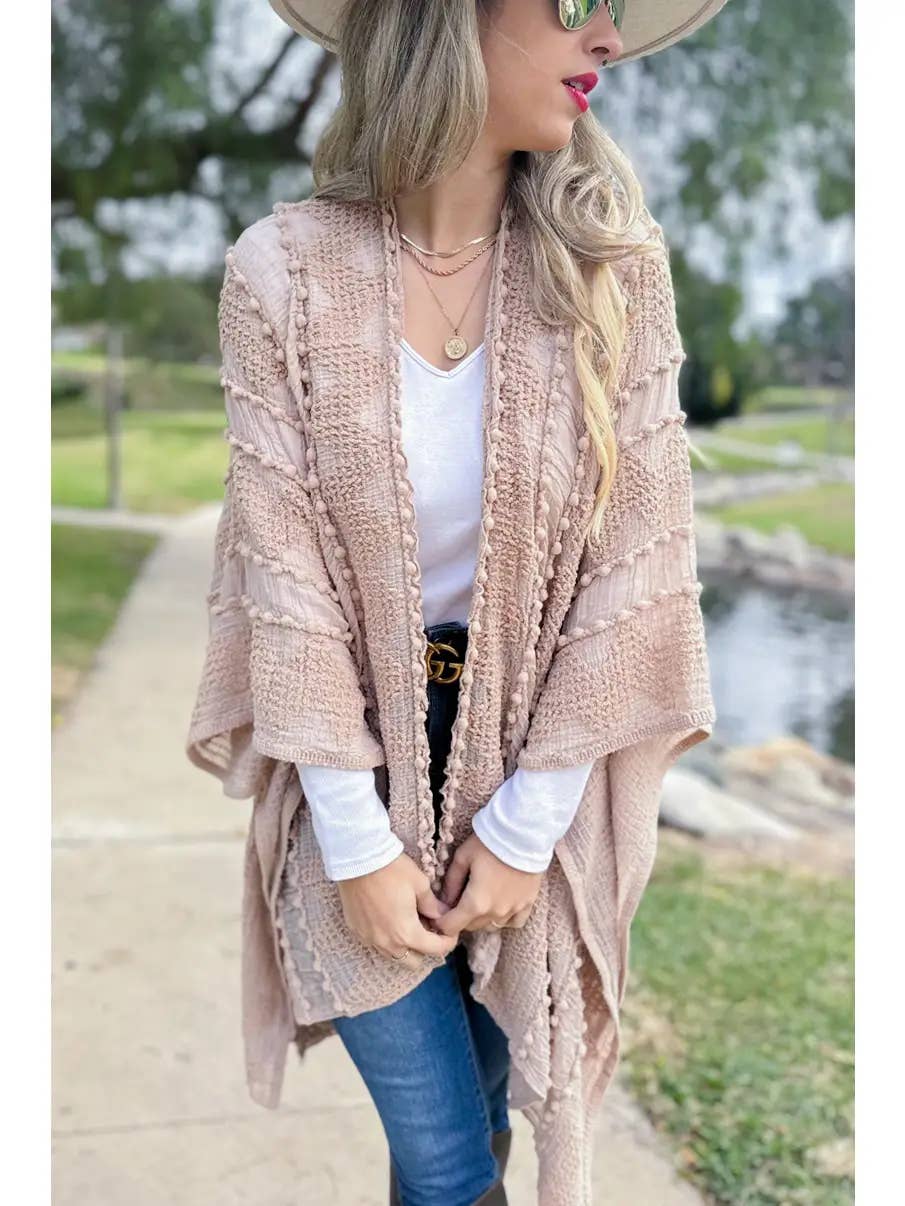 3D Textured Kimono Cardigan – Easy Layering Bestseller: Nude / One Size