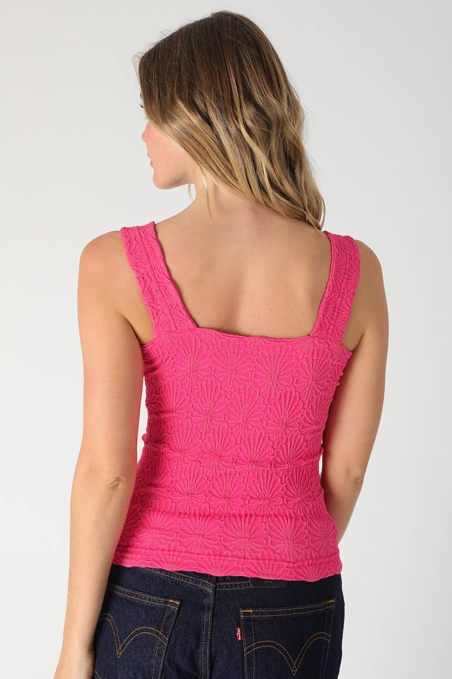 NS8416- Lace Textured Square Top: 06 Black