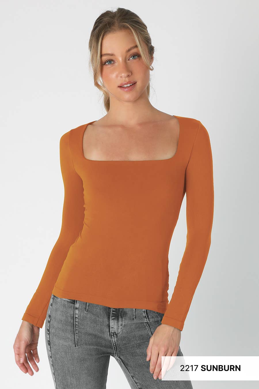 NS8312- Square Neck Ls Top: 2218 Blue Opal