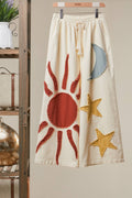 Sun Moon Star Patch Wide Pants: Cream / S