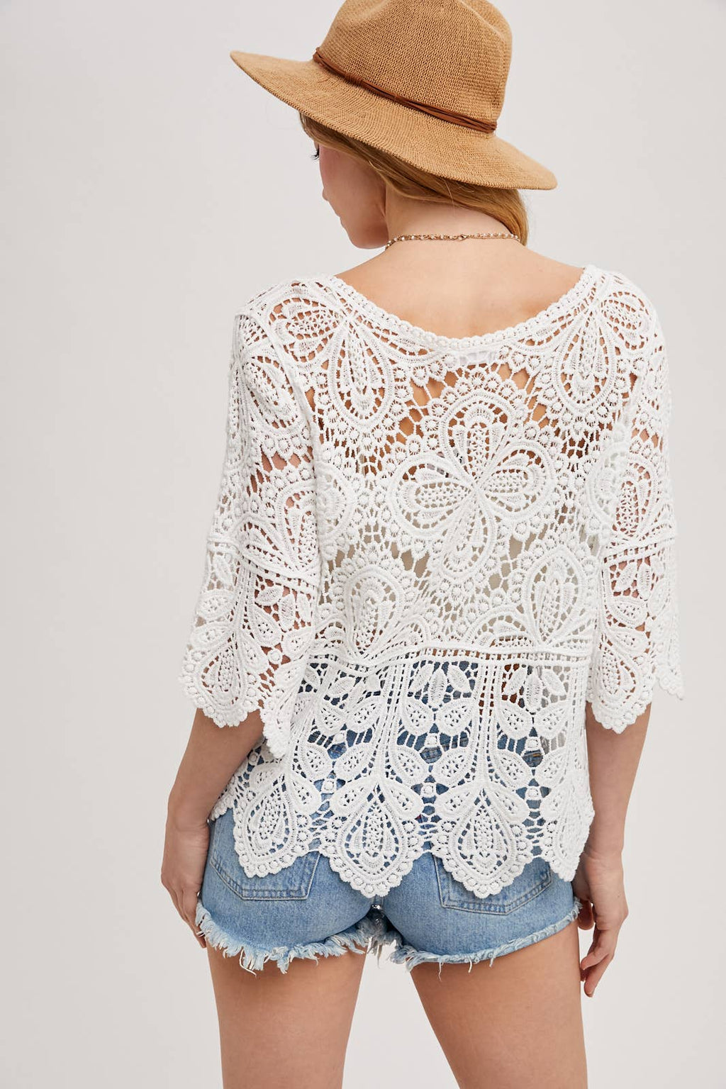 CROCHET LACE TOP: LATTE