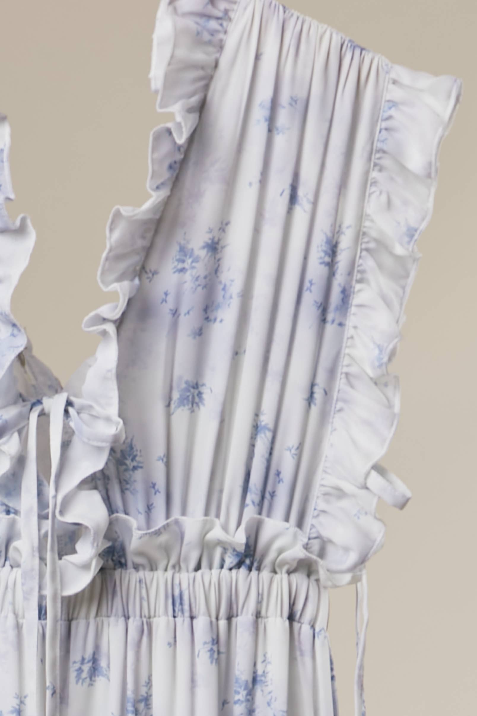 Ruffle Tiered Maxi Dress: Ivory / M