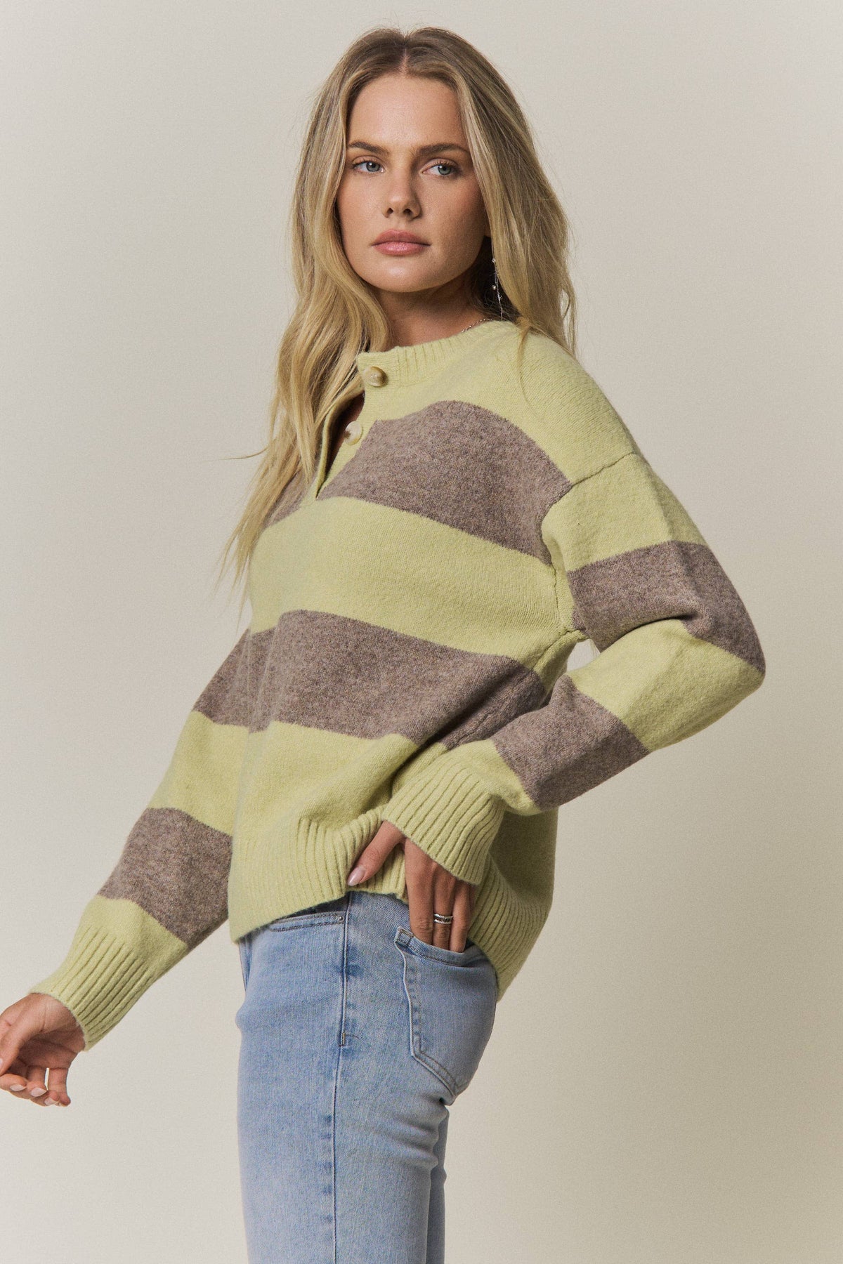 COZY CHIC STRIPED SWEATER - CESW4374