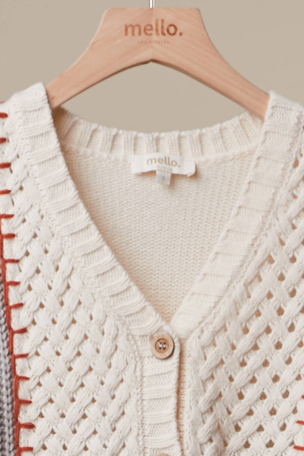 Color-Blocked Knit Sweater: Ivory Multi / S