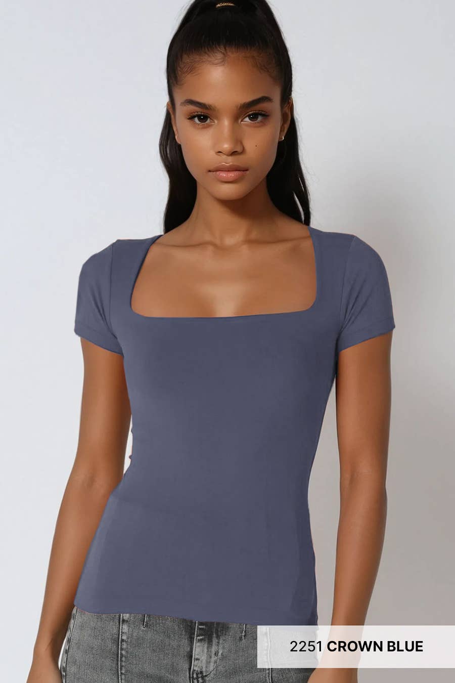 NS8326- Square Neck SS Top: 2256 Pearl Blush