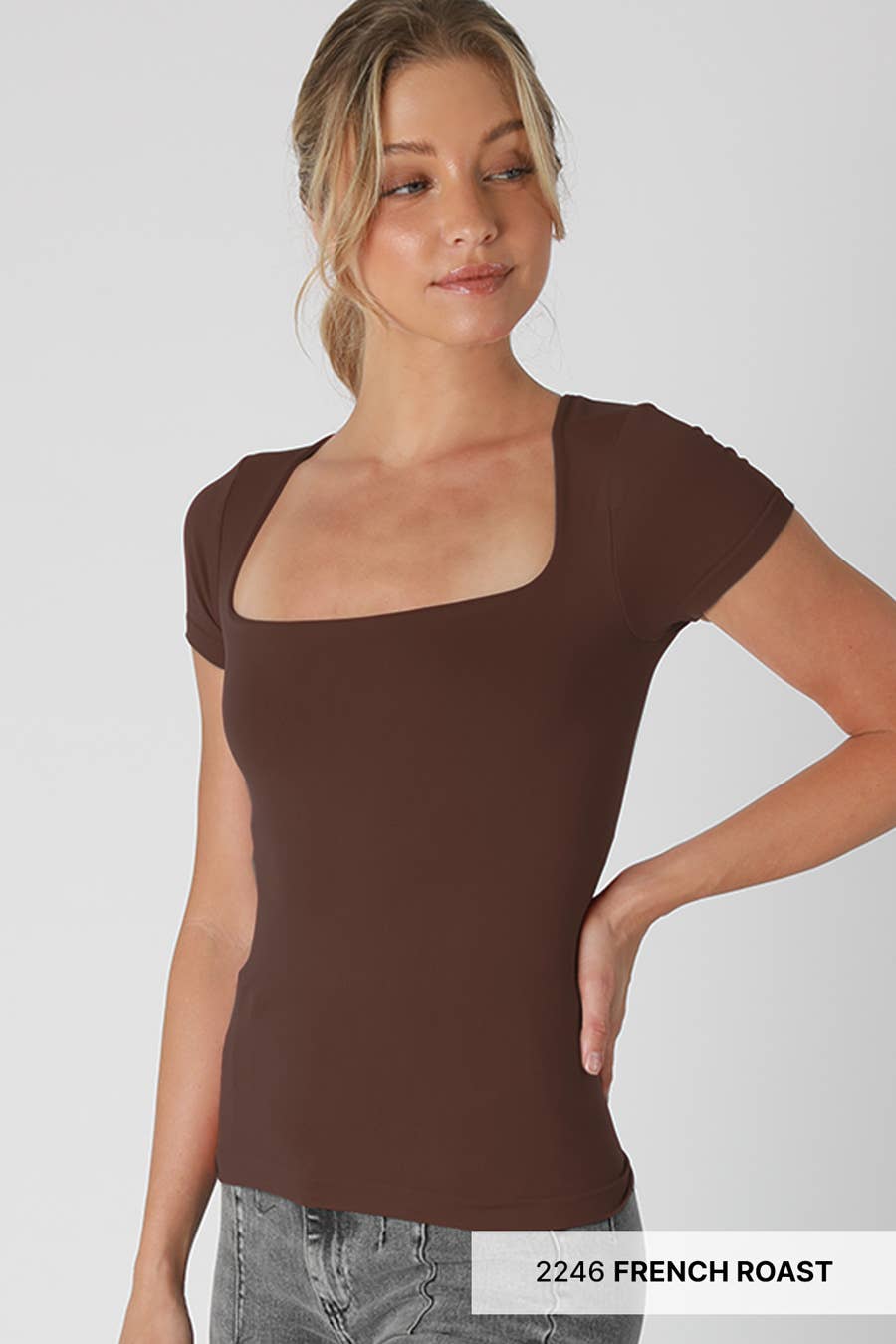 NS8326- Square Neck SS Top: 2227 Fig