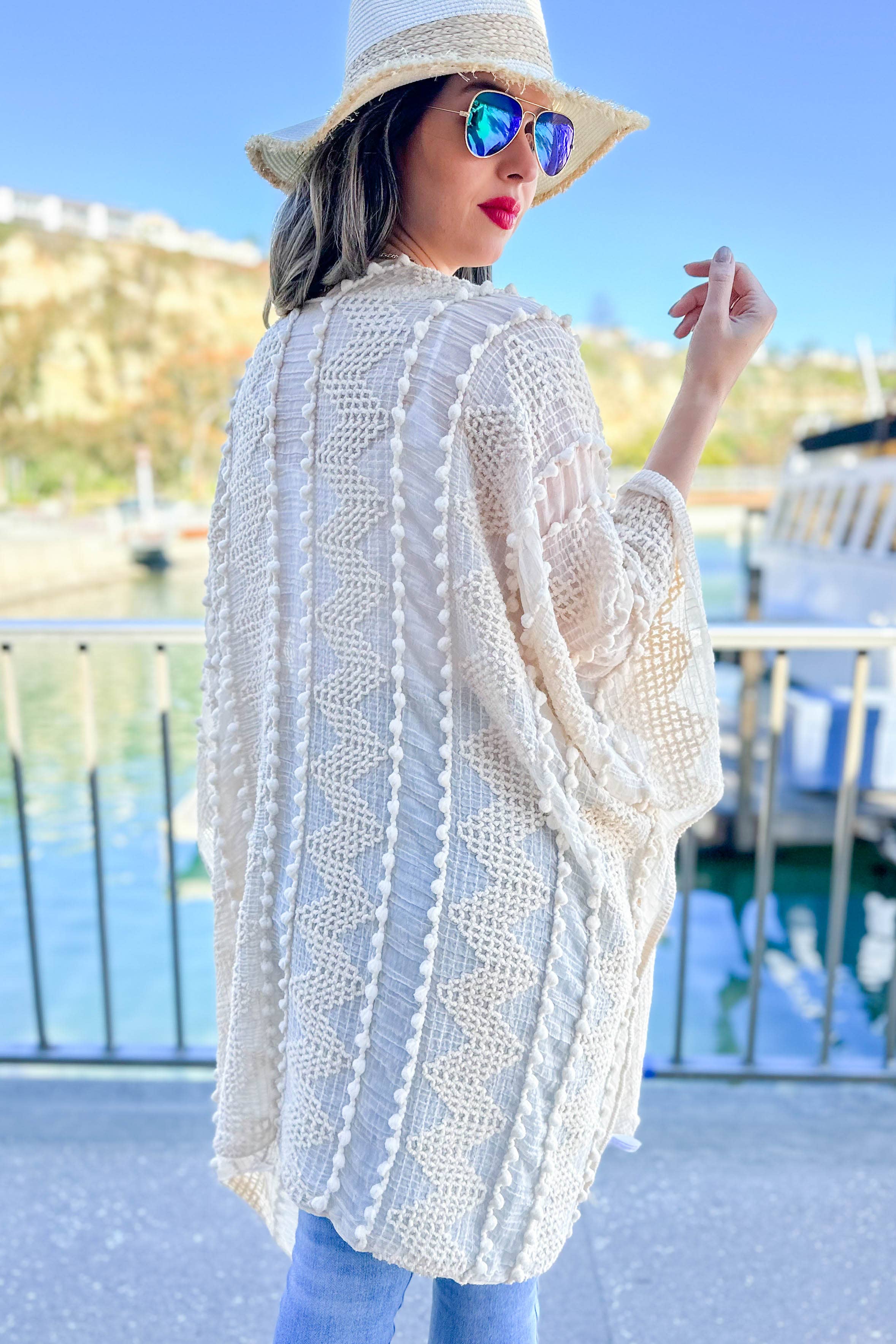 3D Textured Kimono Cardigan – Easy Layering Bestseller: Nude / One Size