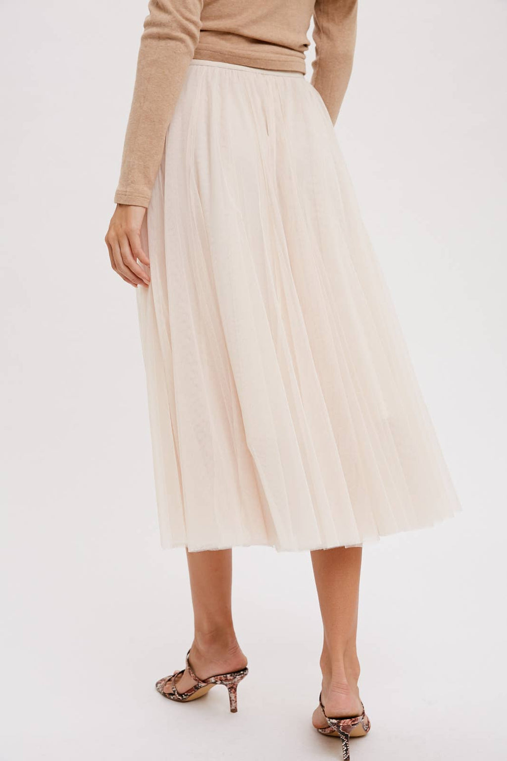TULLE MIDI SKIRT: DARK MINT / S