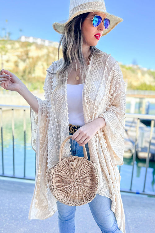 3D Textured Kimono Cardigan – Easy Layering Bestseller: Nude / One Size