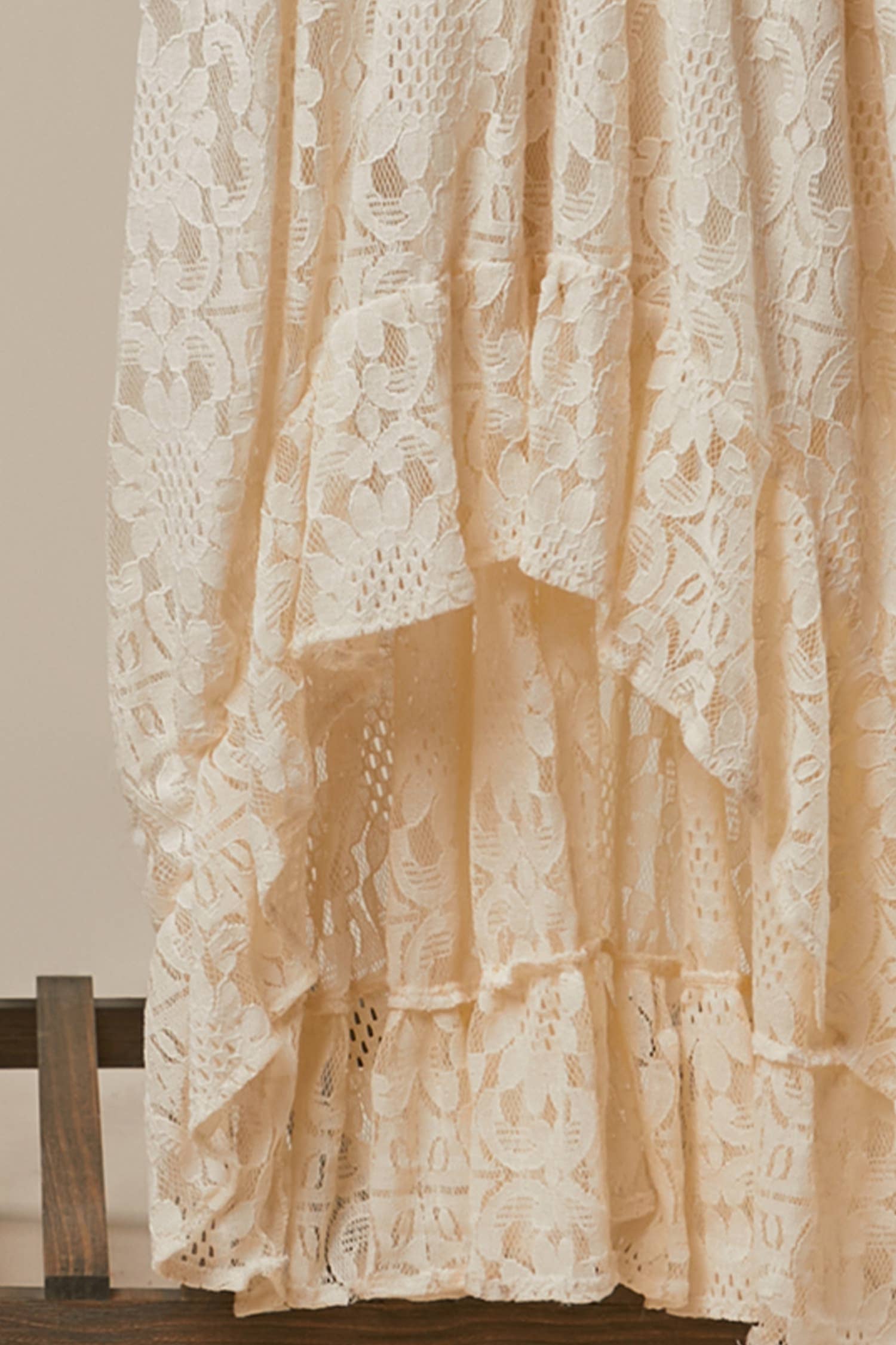 Bohemian Hi Low Maxi Dress with Tassel Detail: Ivory