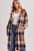 LONGLINE PLAID HOODED JACKET