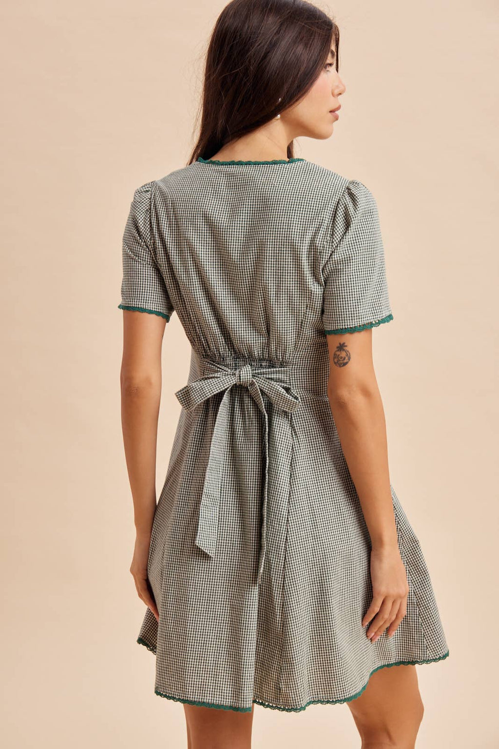 GINGHAM BUTTON DOWN MINI DRESS