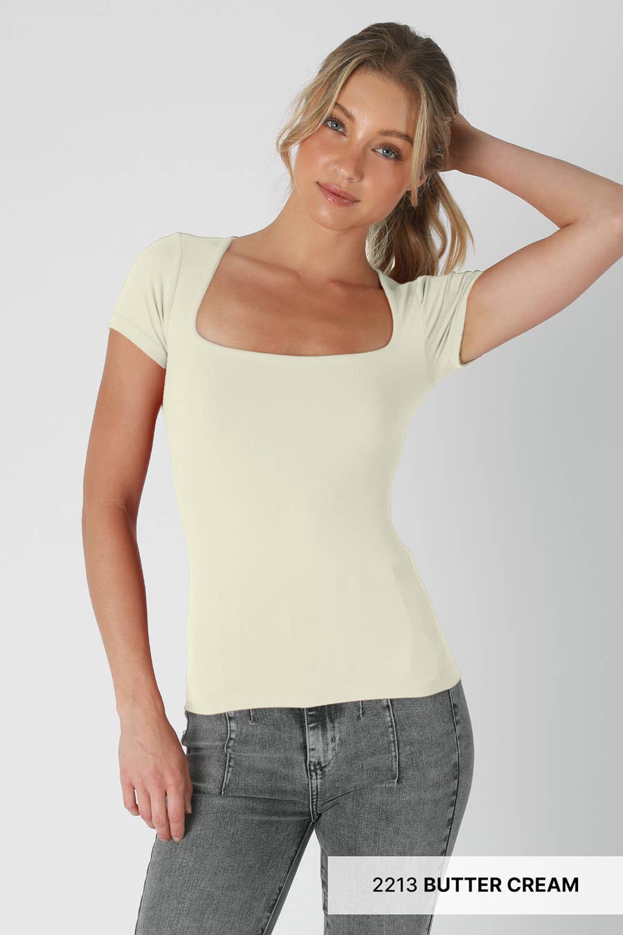 NS8326- Square Neck SS Top: 2256 Pearl Blush