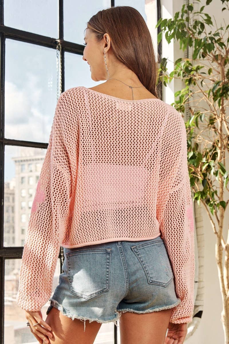 LIGHTWEIGHT FLORAL SWEATER TOP - CESW3462