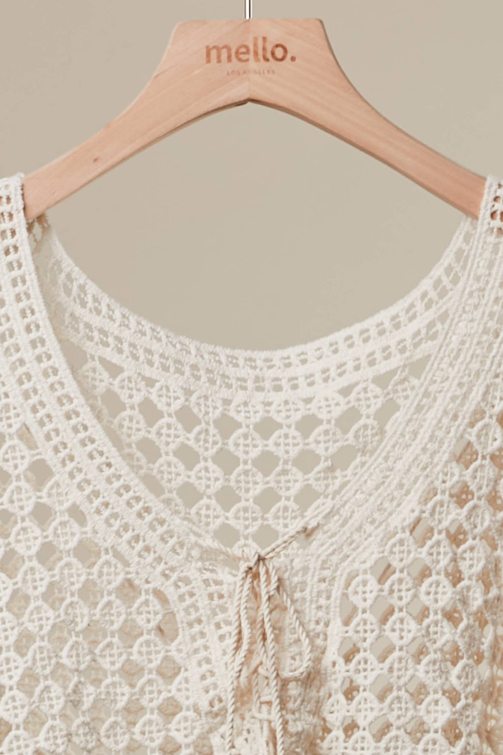 Boho Color Block Crochet Top: Ivory/Olive