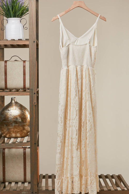 Bohemian Hi Low Maxi Dress with Tassel Detail: Ivory