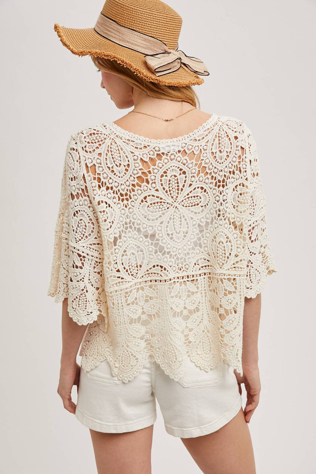 CROCHET LACE TOP: LATTE
