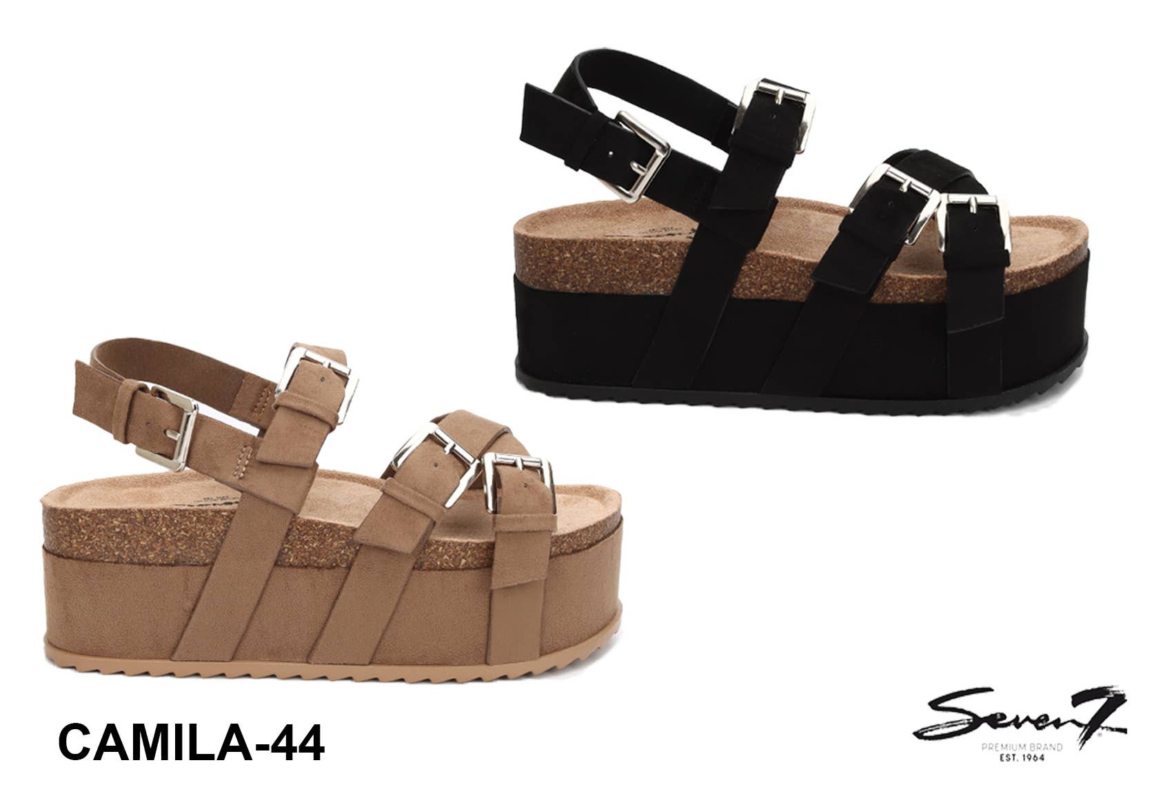 SEVEN7 Women's Platform Strappy flatform Sandal Buckles : Brown / 6(1)-6.5(1)-7(1)-7.5(1)-8(2)-8.5(2)-9(2)-10(2)