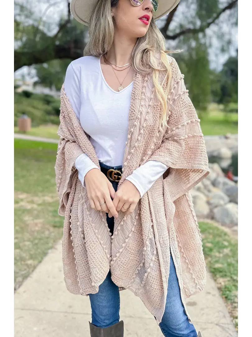 3D Textured Kimono Cardigan – Easy Layering Bestseller: Nude / One Size