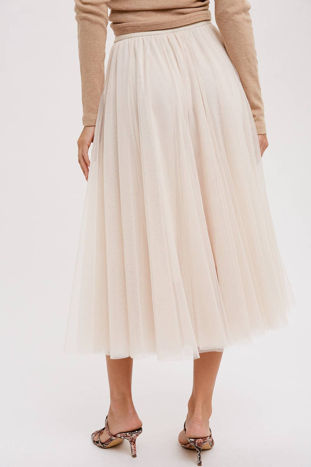 TULLE MIDI SKIRT: DARK MINT / S