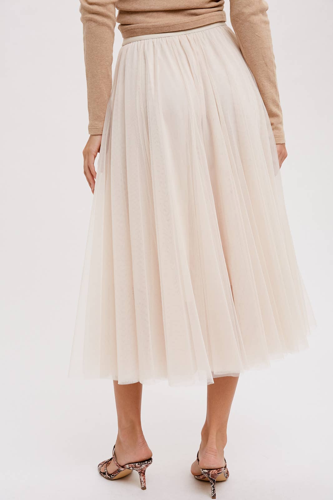 TULLE MIDI SKIRT: DARK MINT / M