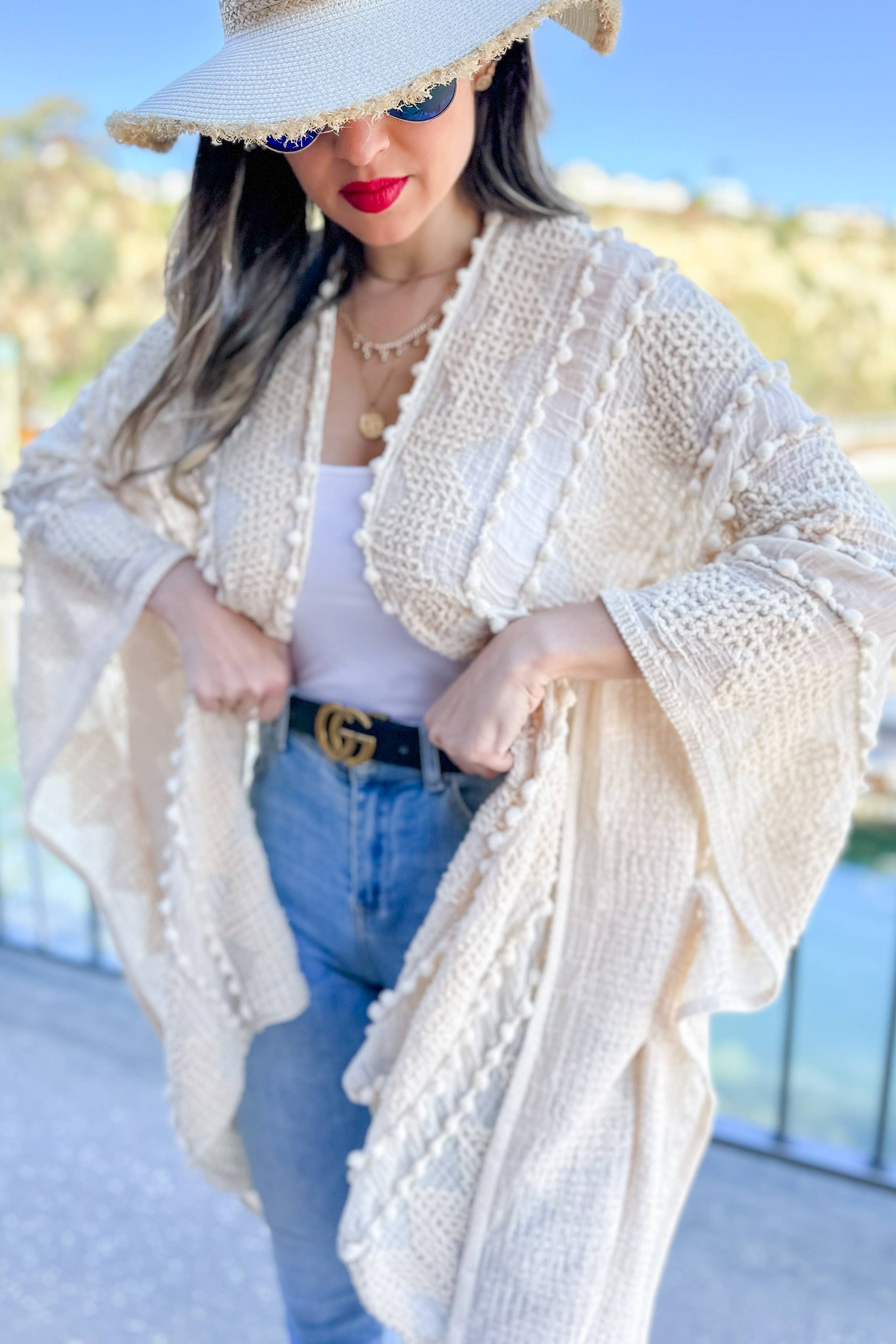 3D Textured Kimono Cardigan – Easy Layering Bestseller: Nude / One Size