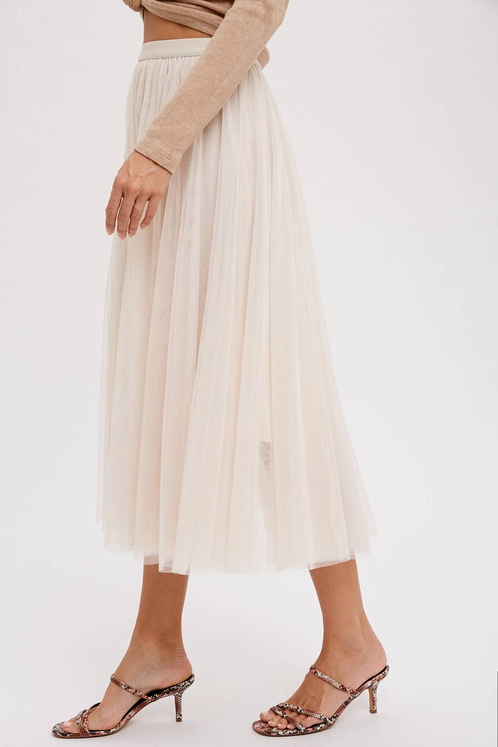 TULLE MIDI SKIRT: DARK MINT / S