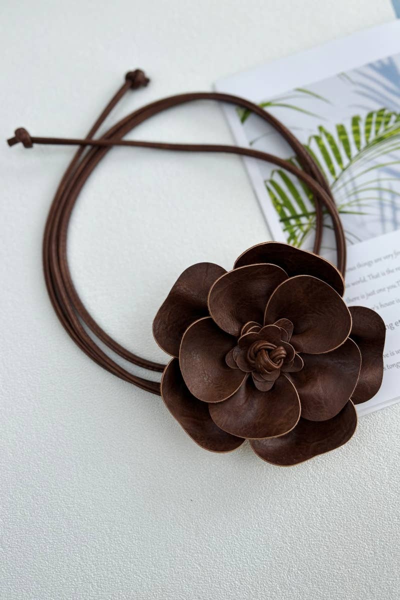 Bohemian Leather Flower Pendant Layered Belt